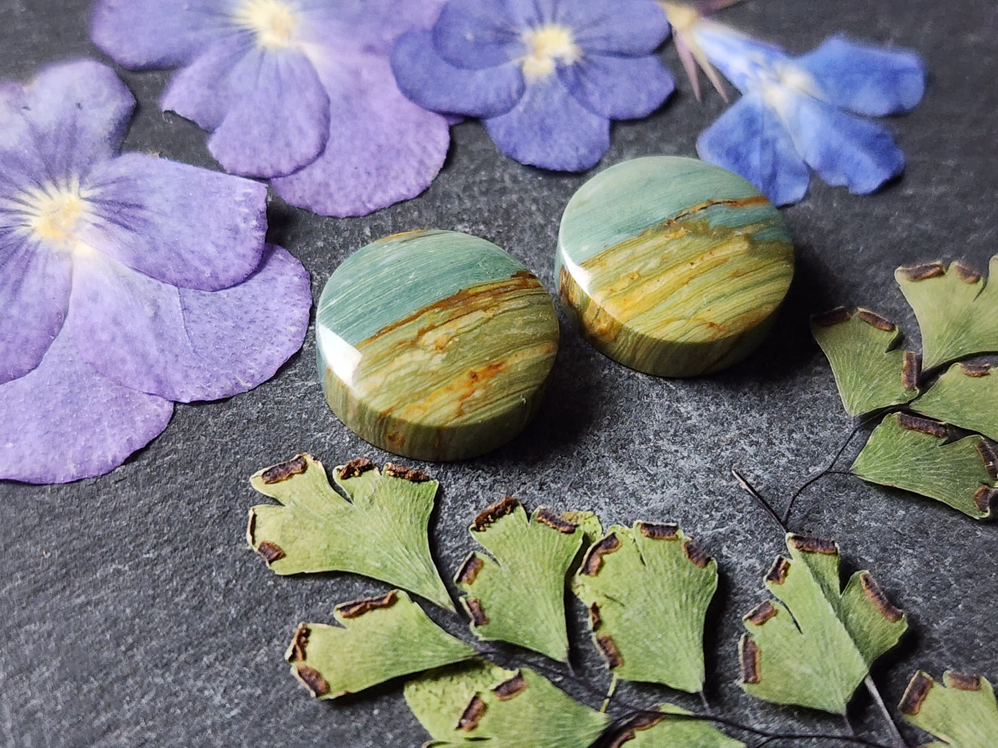 Gary green jasper/Larsonite pair