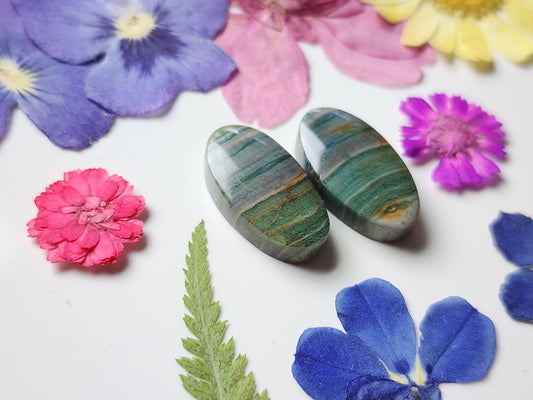 Banded green agate pair