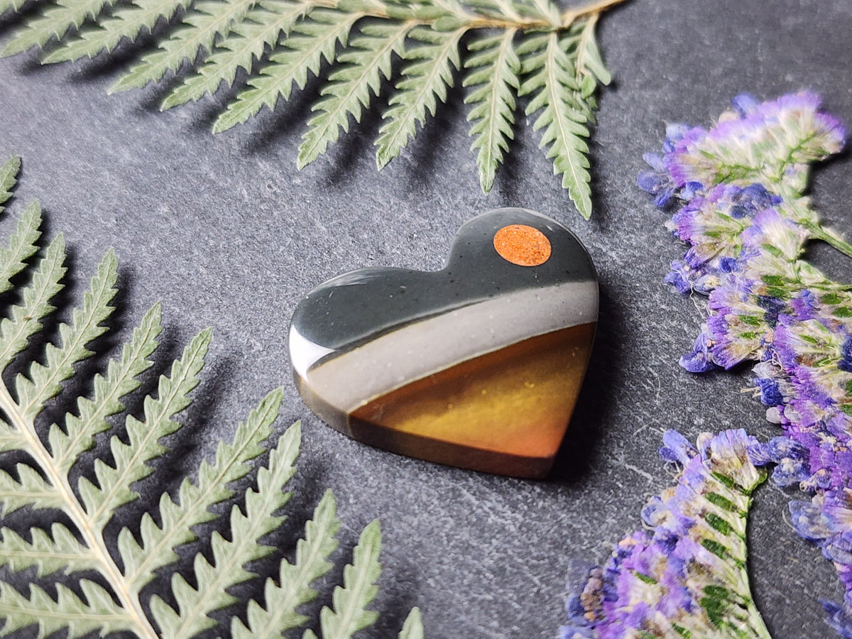 Midnight glow: Polychrome jasper heart