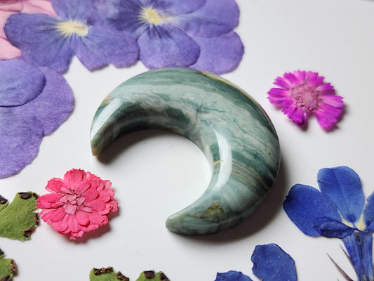 Gary green jasper / Larsonite crescent