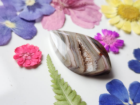 Laguna lace agate with crystal edge