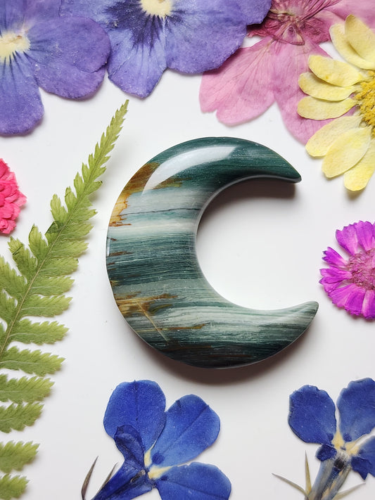 Gary green jasper / Larsonite crescent