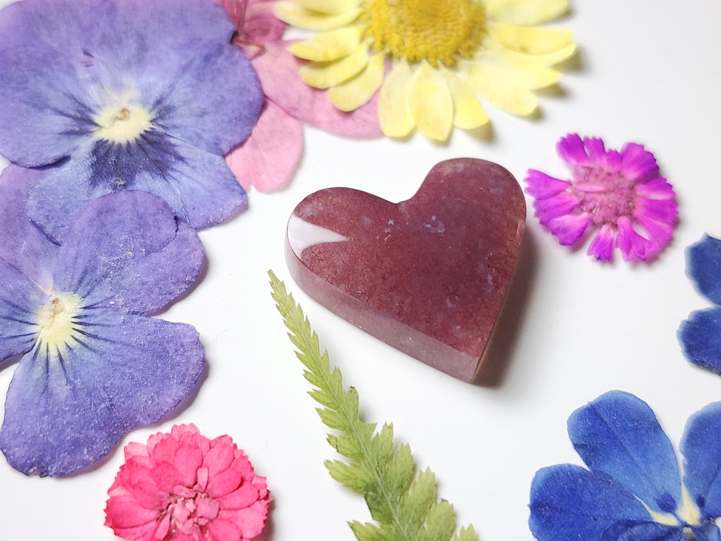 Red moss agate heart