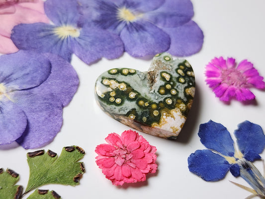 Ocean jasper with crystal pocket heart