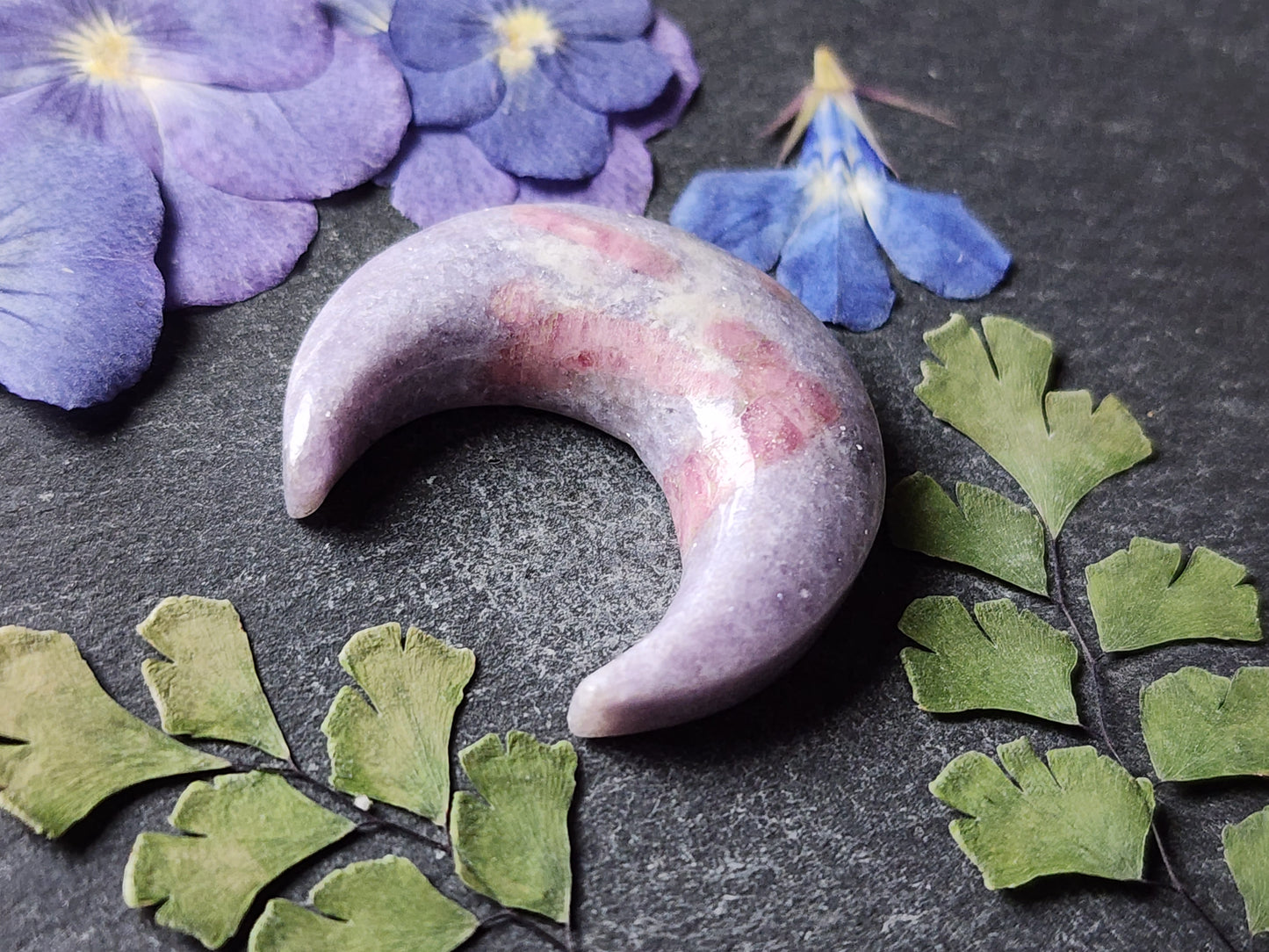 Lepidolite with pink Tourmaline crescent