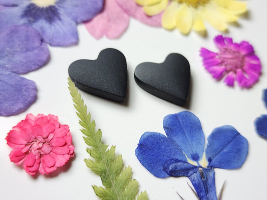 Black jade Actinolite heart pair (matte)