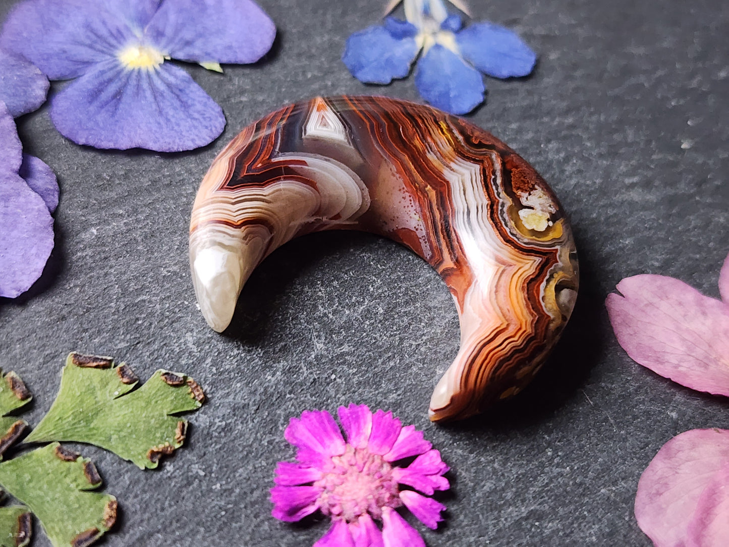 Laguna lace agate crescent