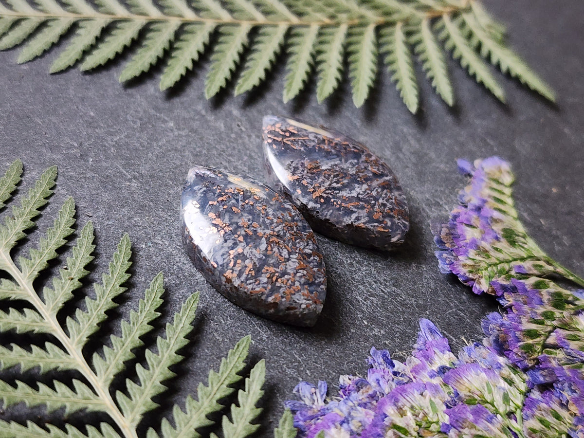 Chrysocolla & Copper in Chalcedony pair