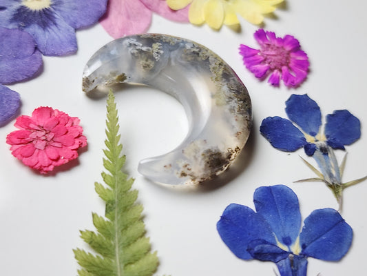 Garden Moss agate crescent