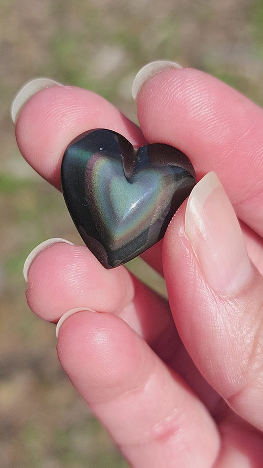 Rainbow Obsidian heart (A2)