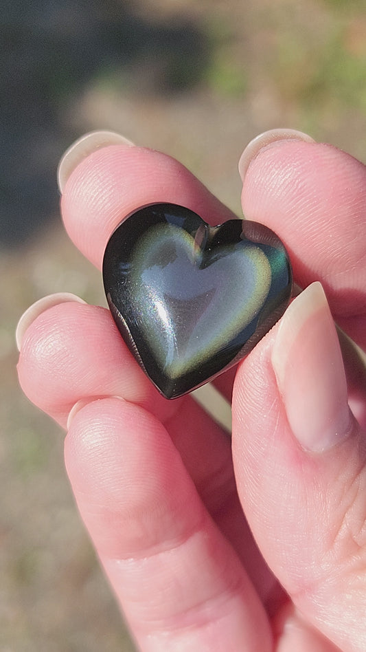 Rainbow Obsidian heart (A3)
