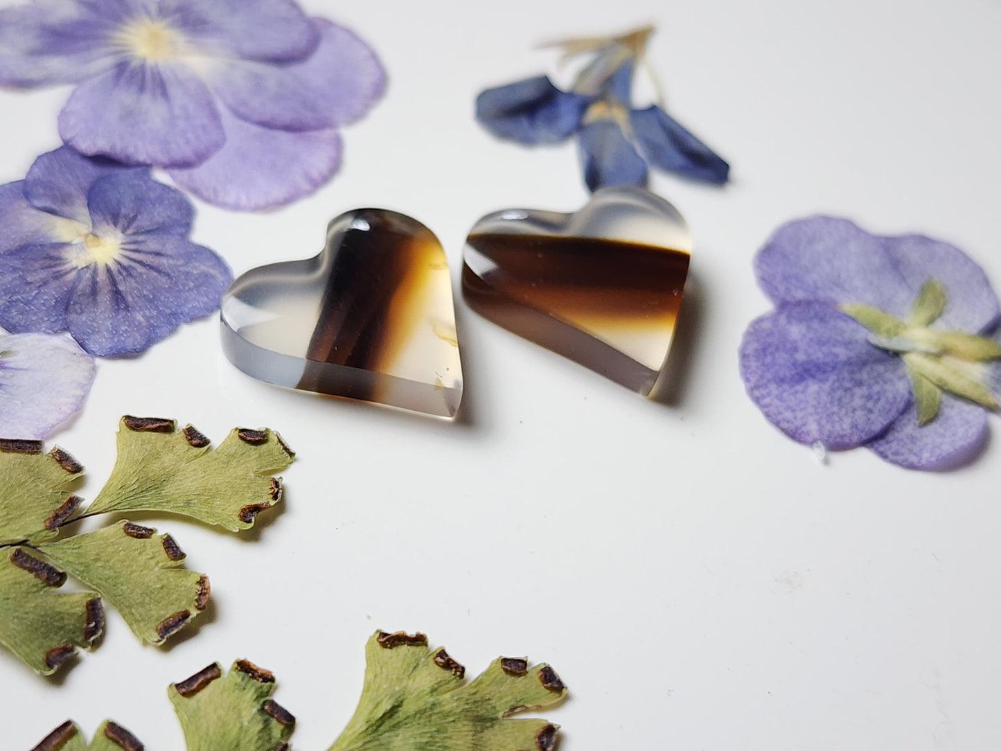 Montana agate heart pair