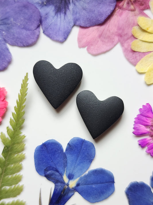 Black jade Actinolite heart pair (matte)