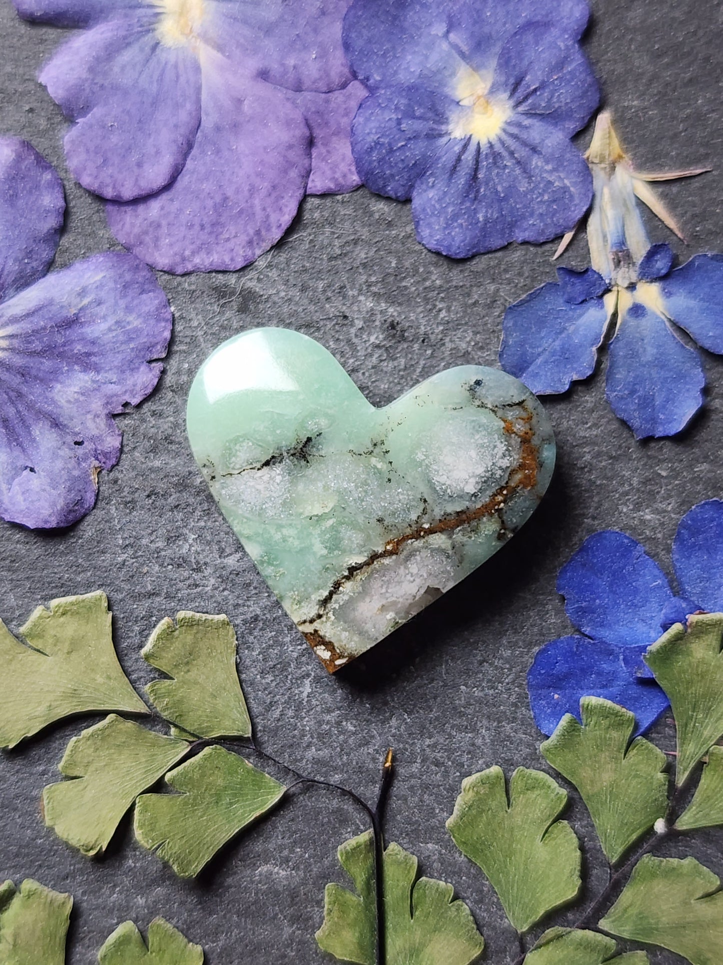 Australian Chrysoprase with dendrite heart