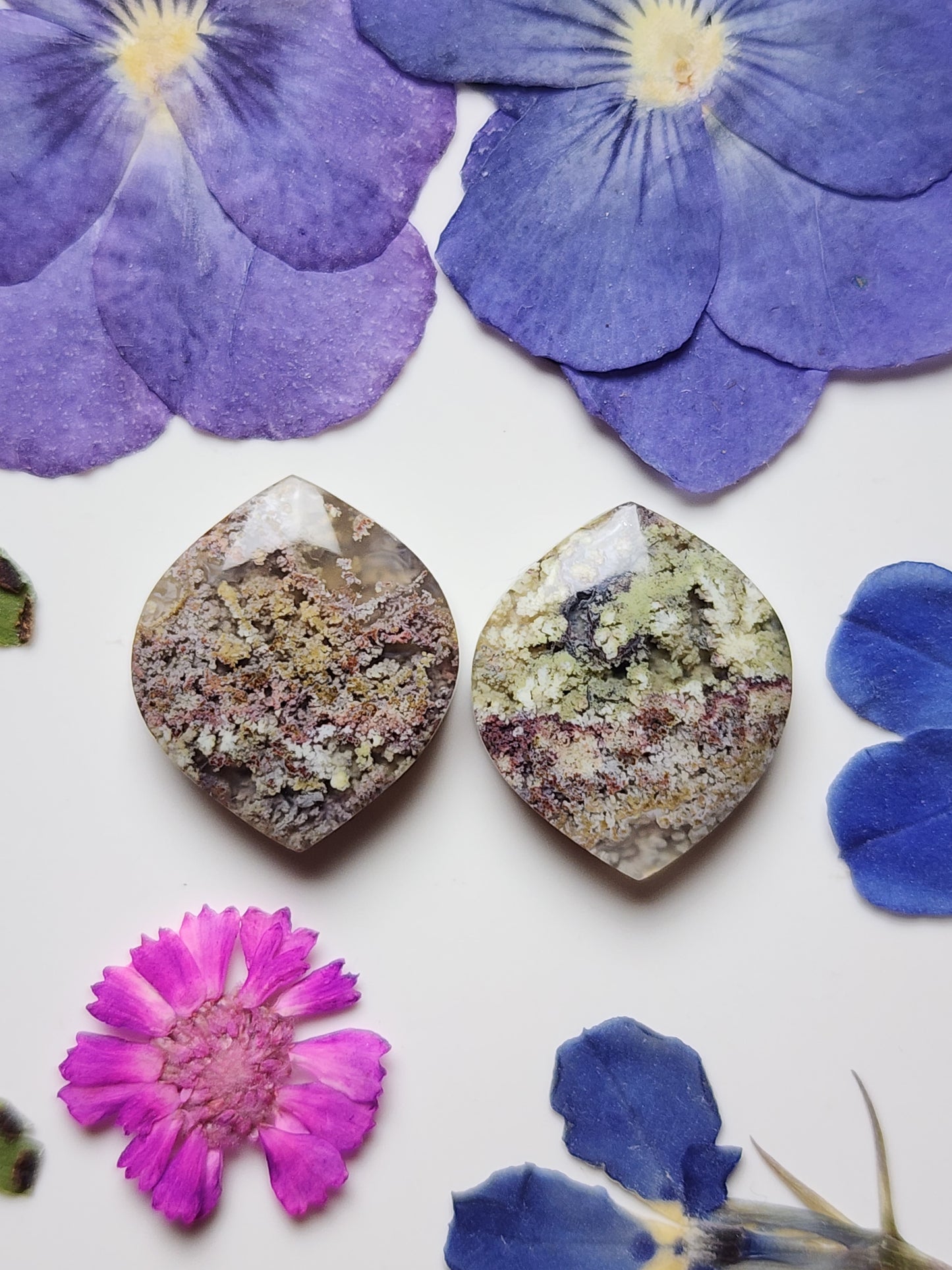 Garden Moss agate pair