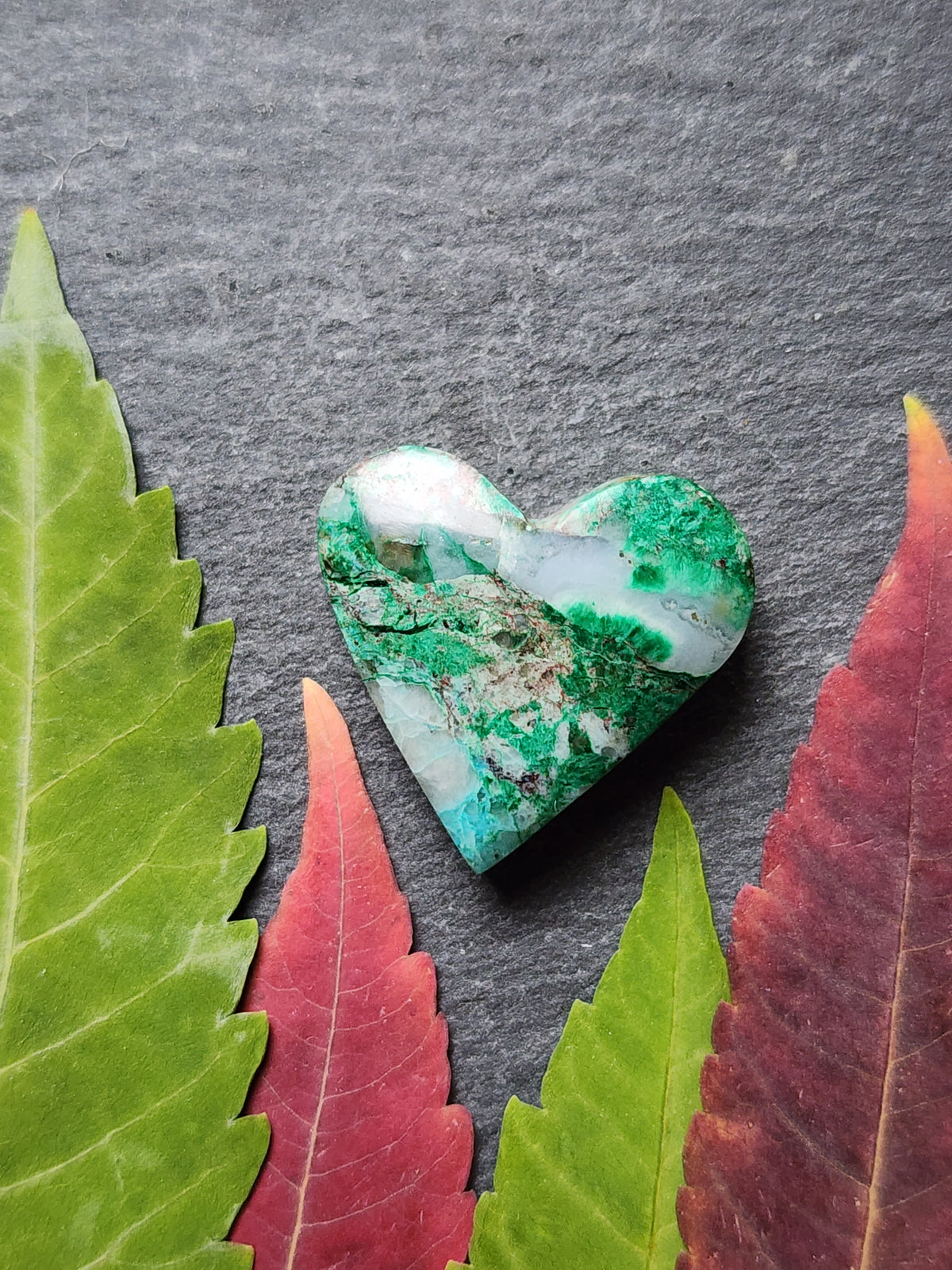 Inspiration mine Chrysocolla Malachite in quartz heart