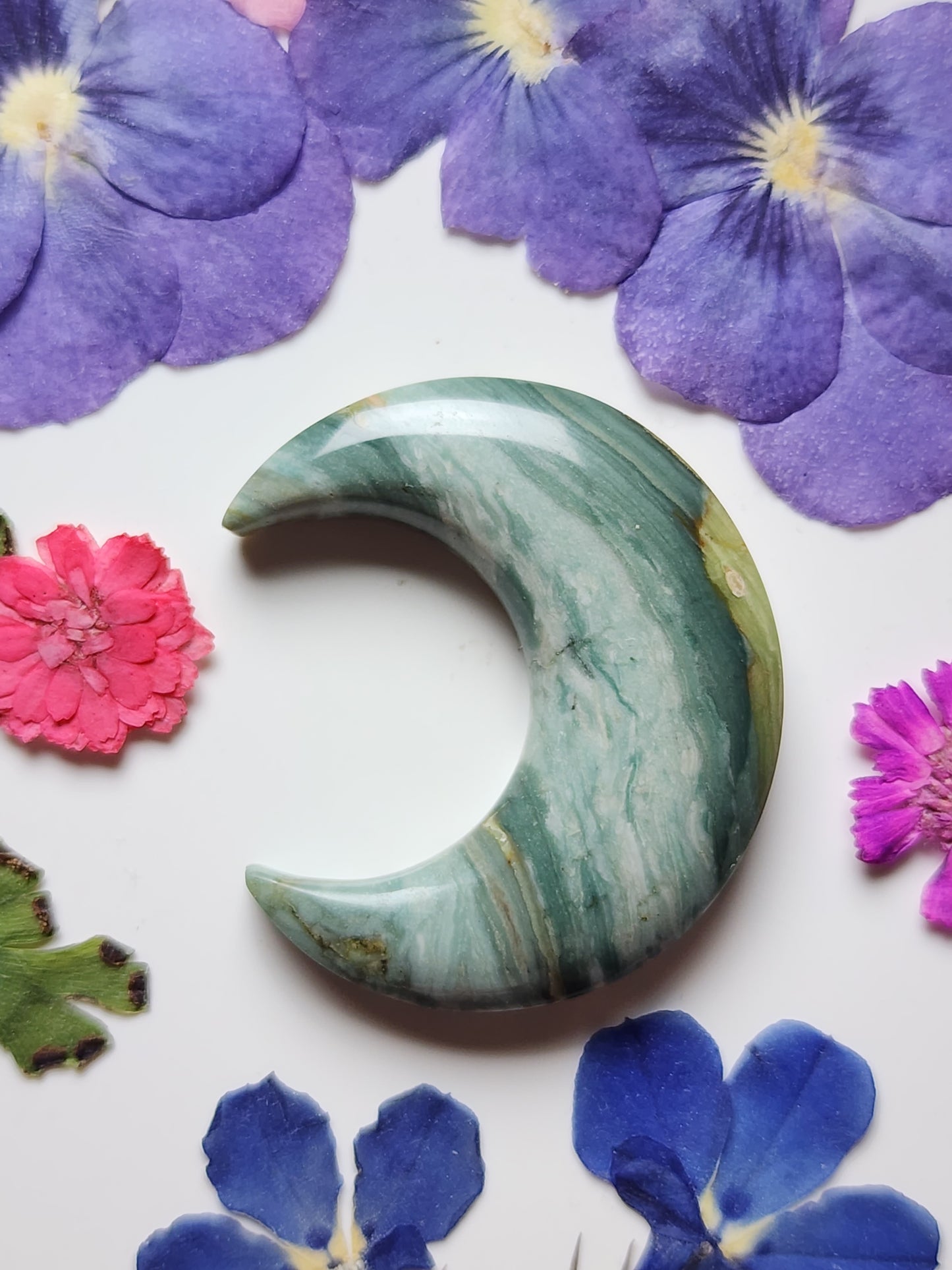 Gary green jasper / Larsonite crescent