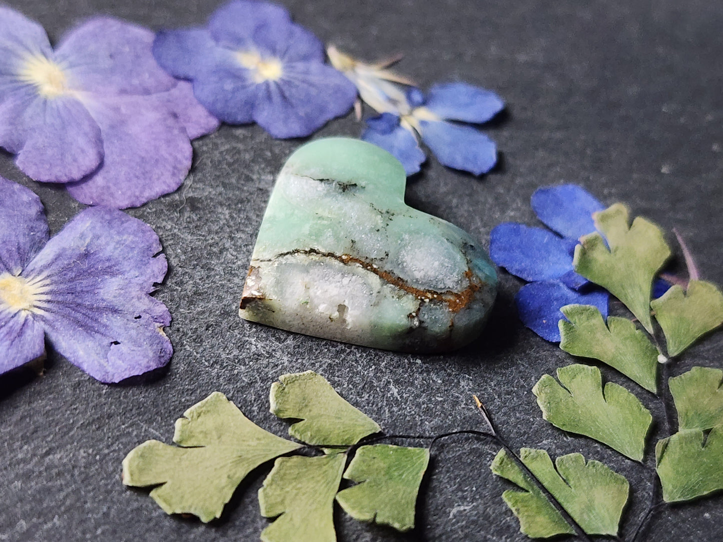 Australian Chrysoprase with dendrite heart