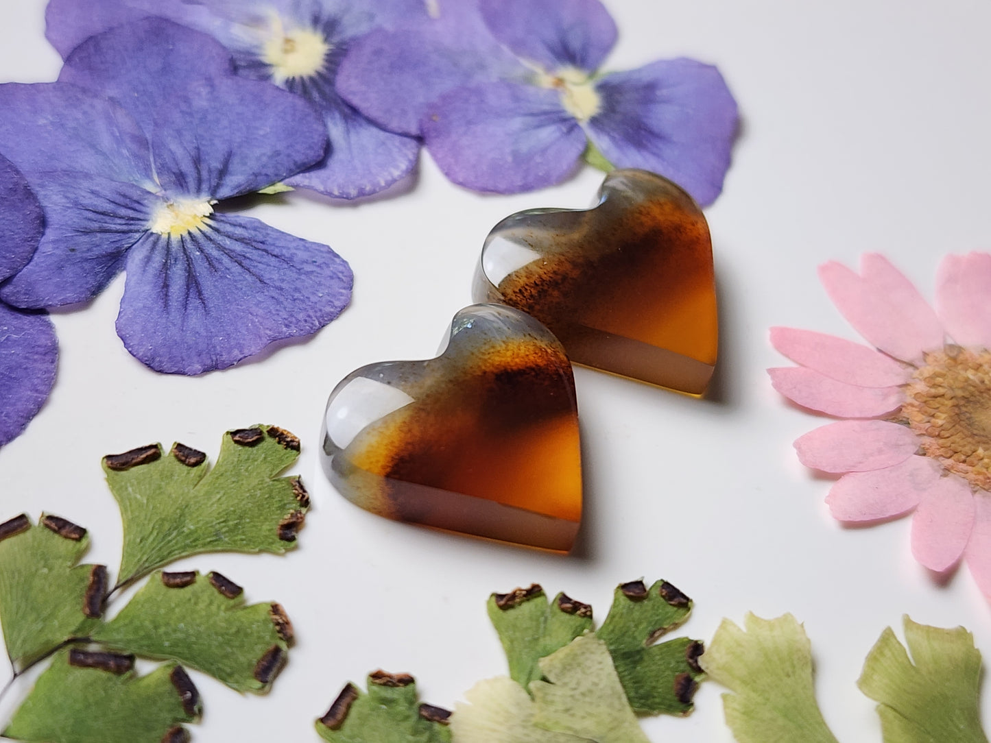 Montana agate heart pair