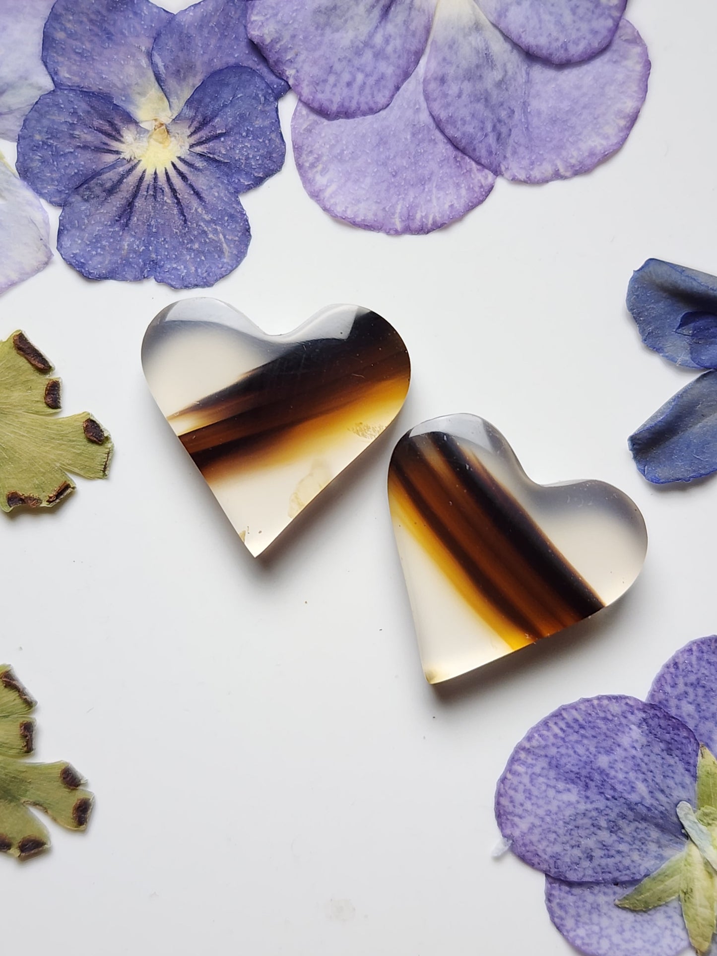 Montana agate heart pair