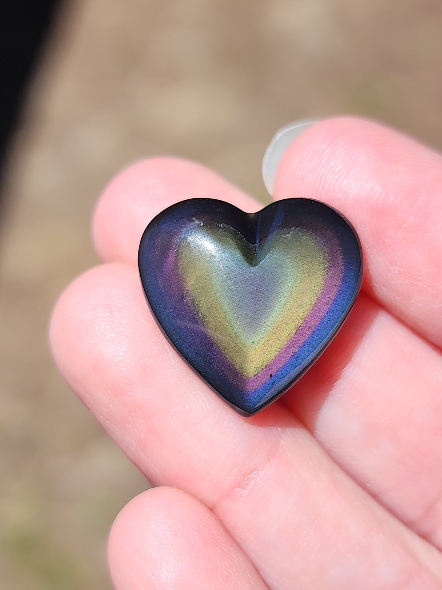 Rainbow Obsidian heart