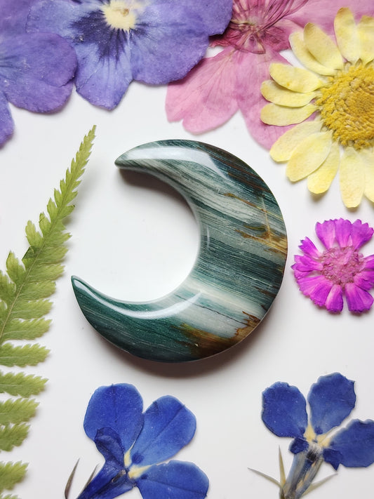 Gary green jasper / Larsonite crescent