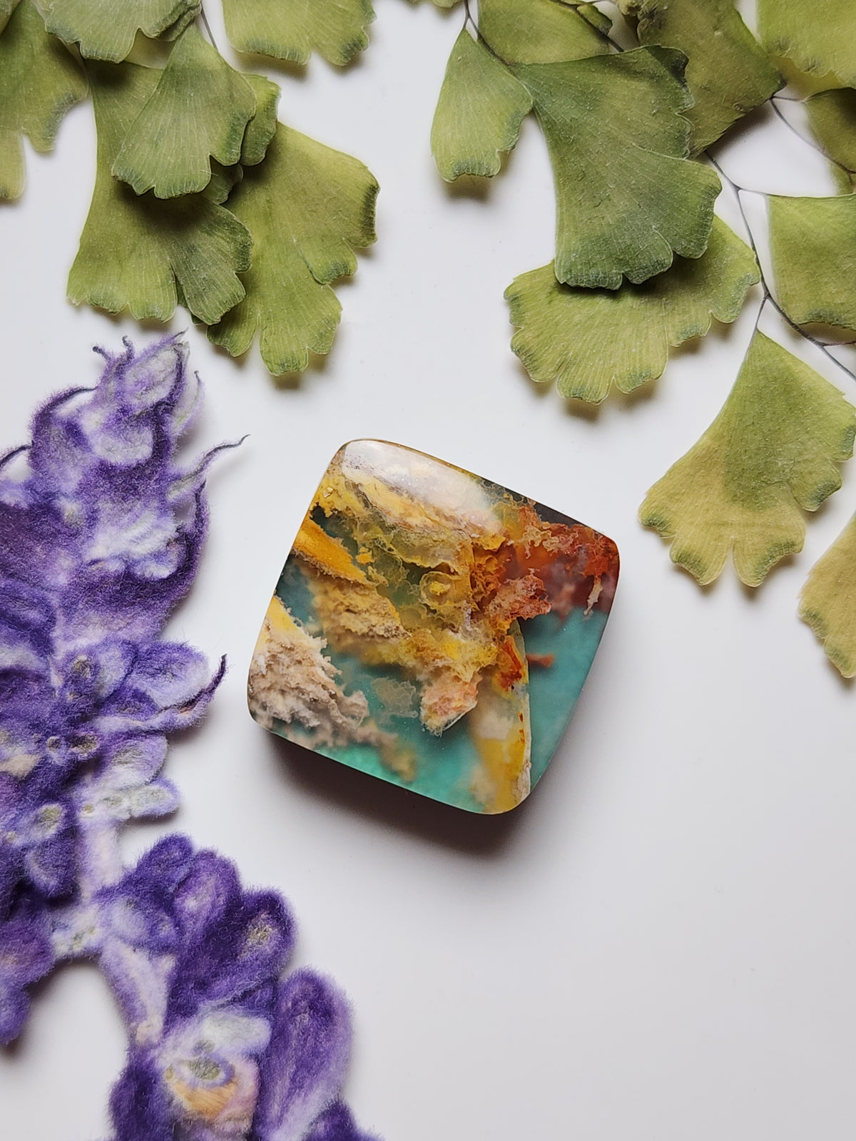 Pink Lady plume agate Doublet