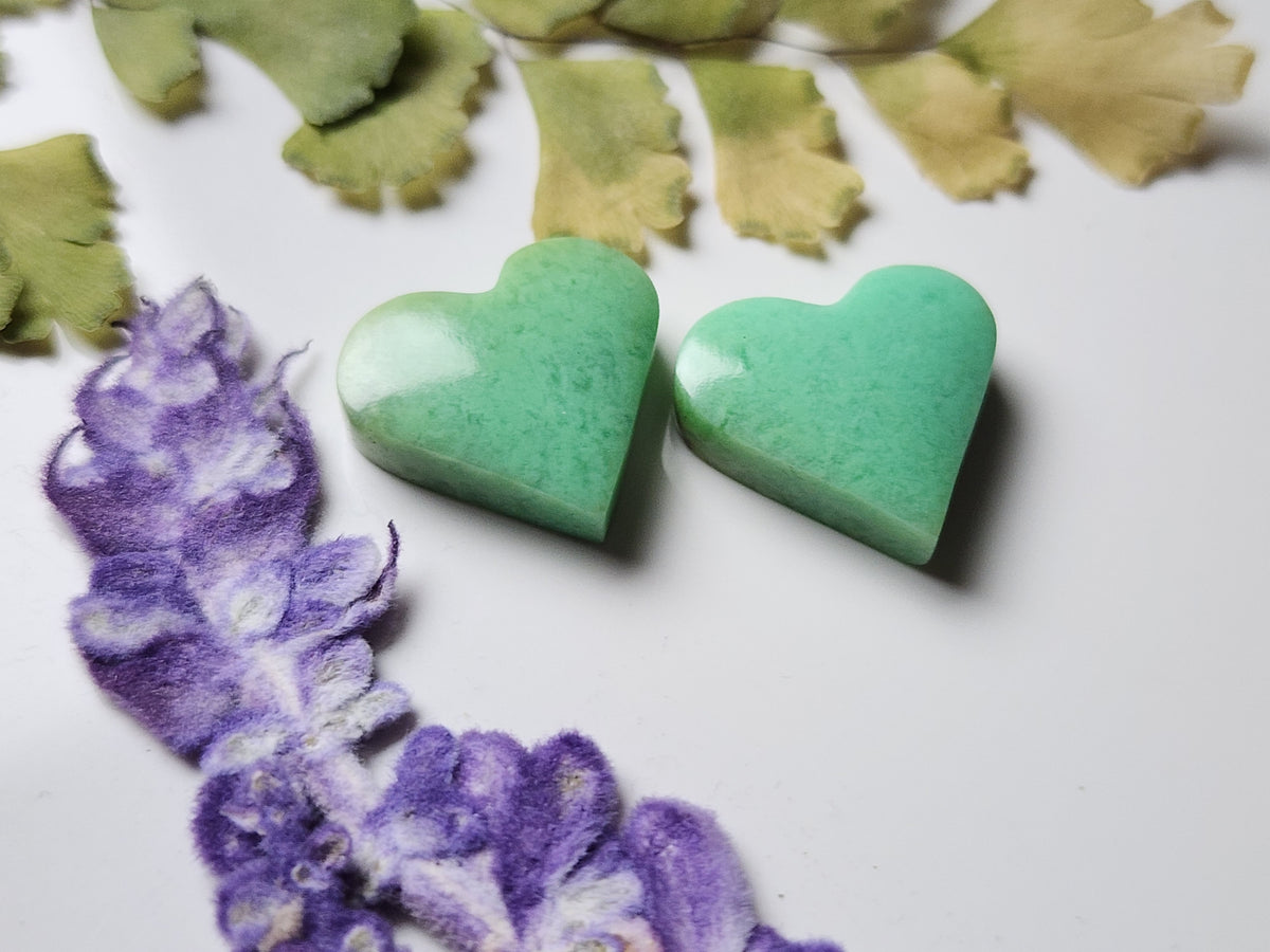 Newman Chrysoprase heart pair