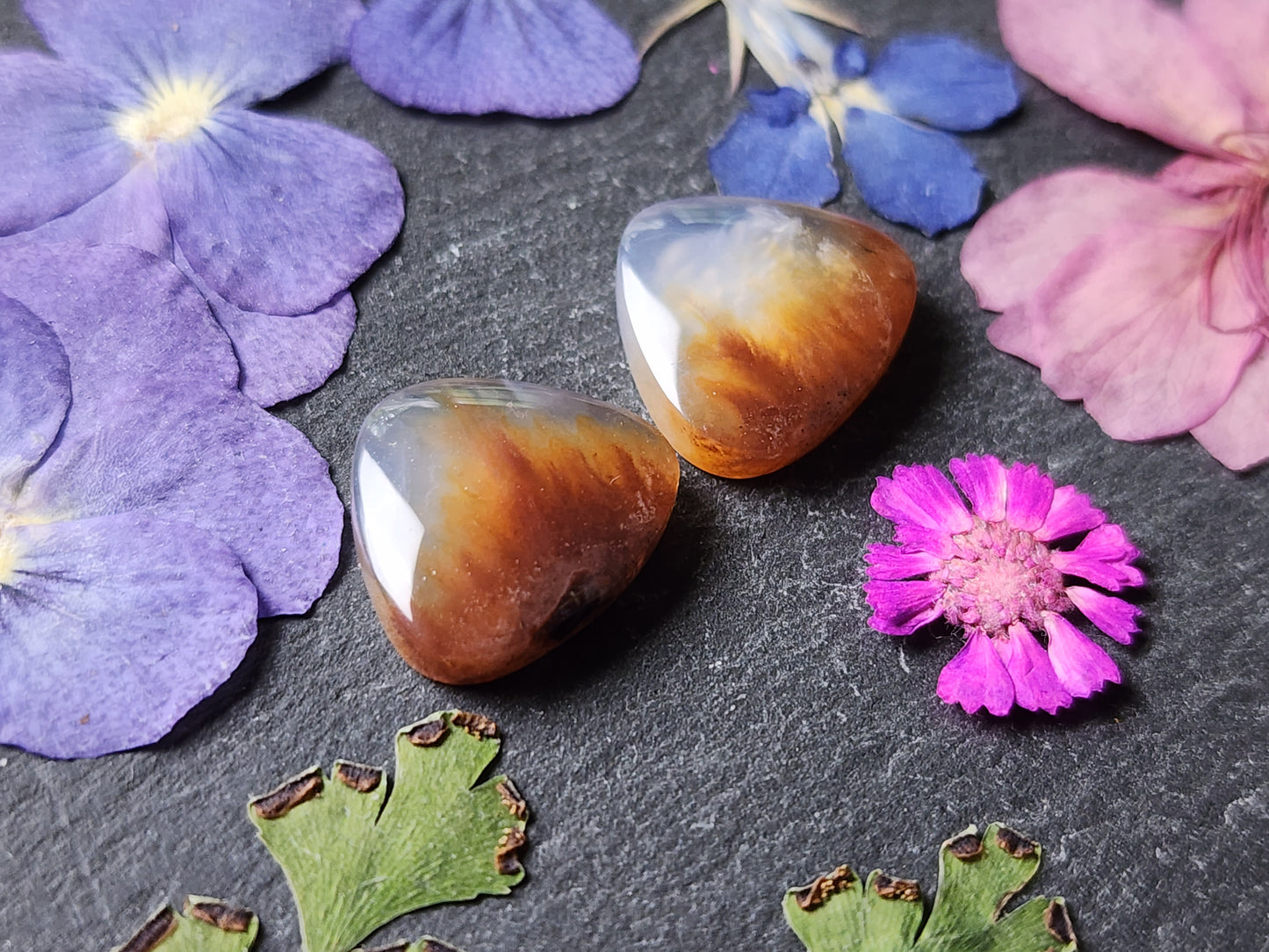 Garden Moss agate pair
