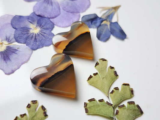 Montana agate heart pair
