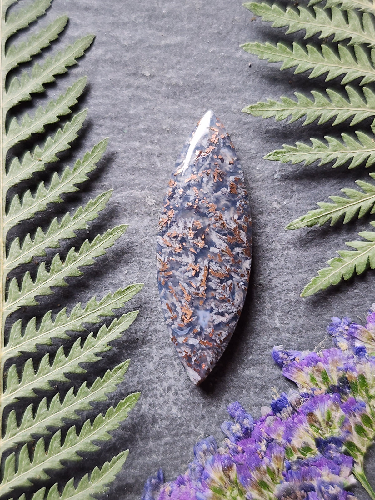 Chrysocolla & Copper in Plume Chalcedony