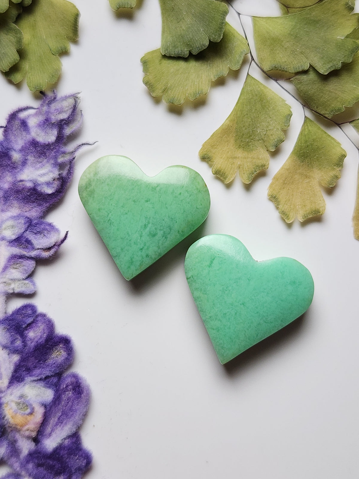 Newman Chrysoprase heart pair