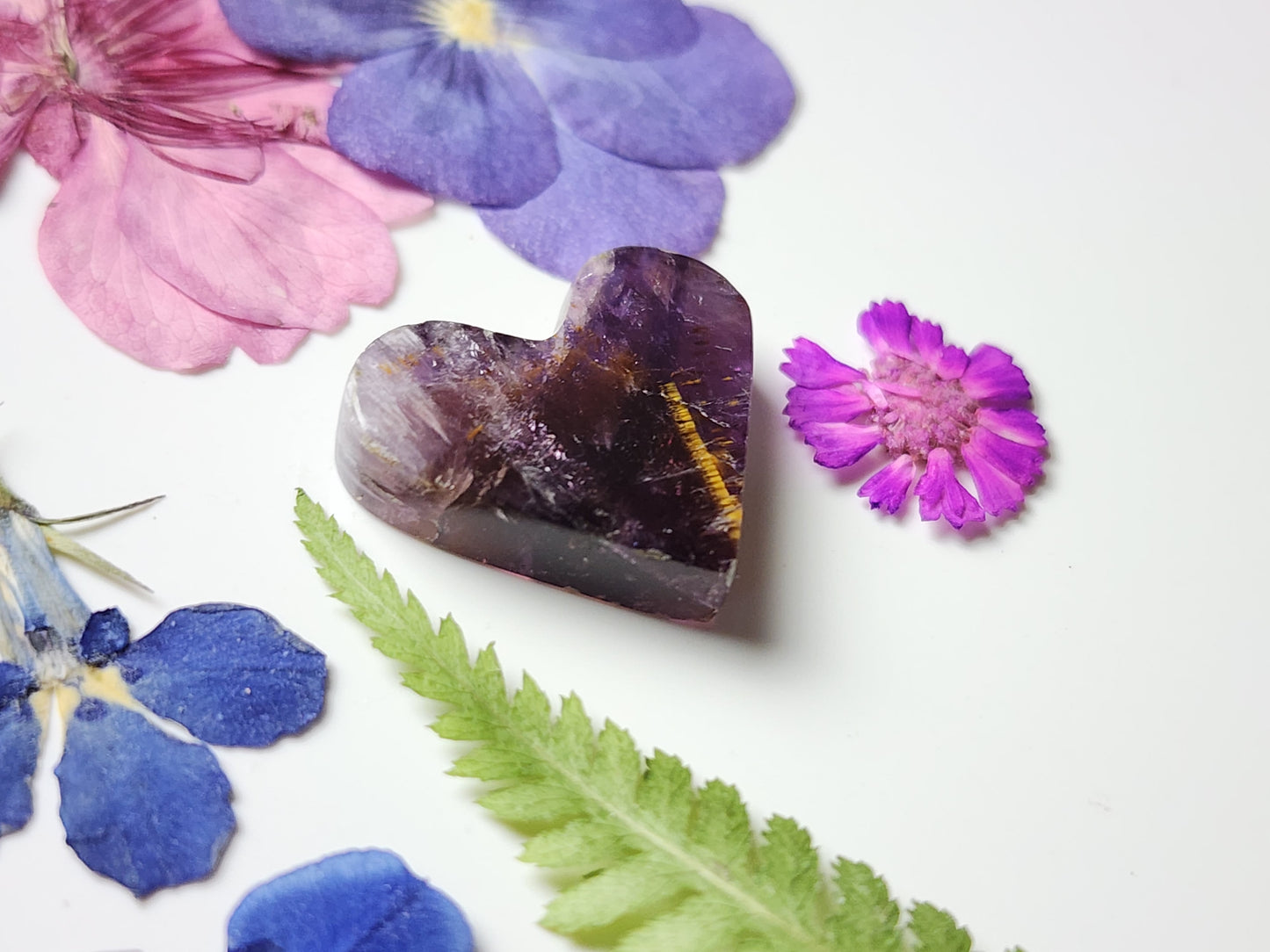 Amethyst Cacoxenite heart