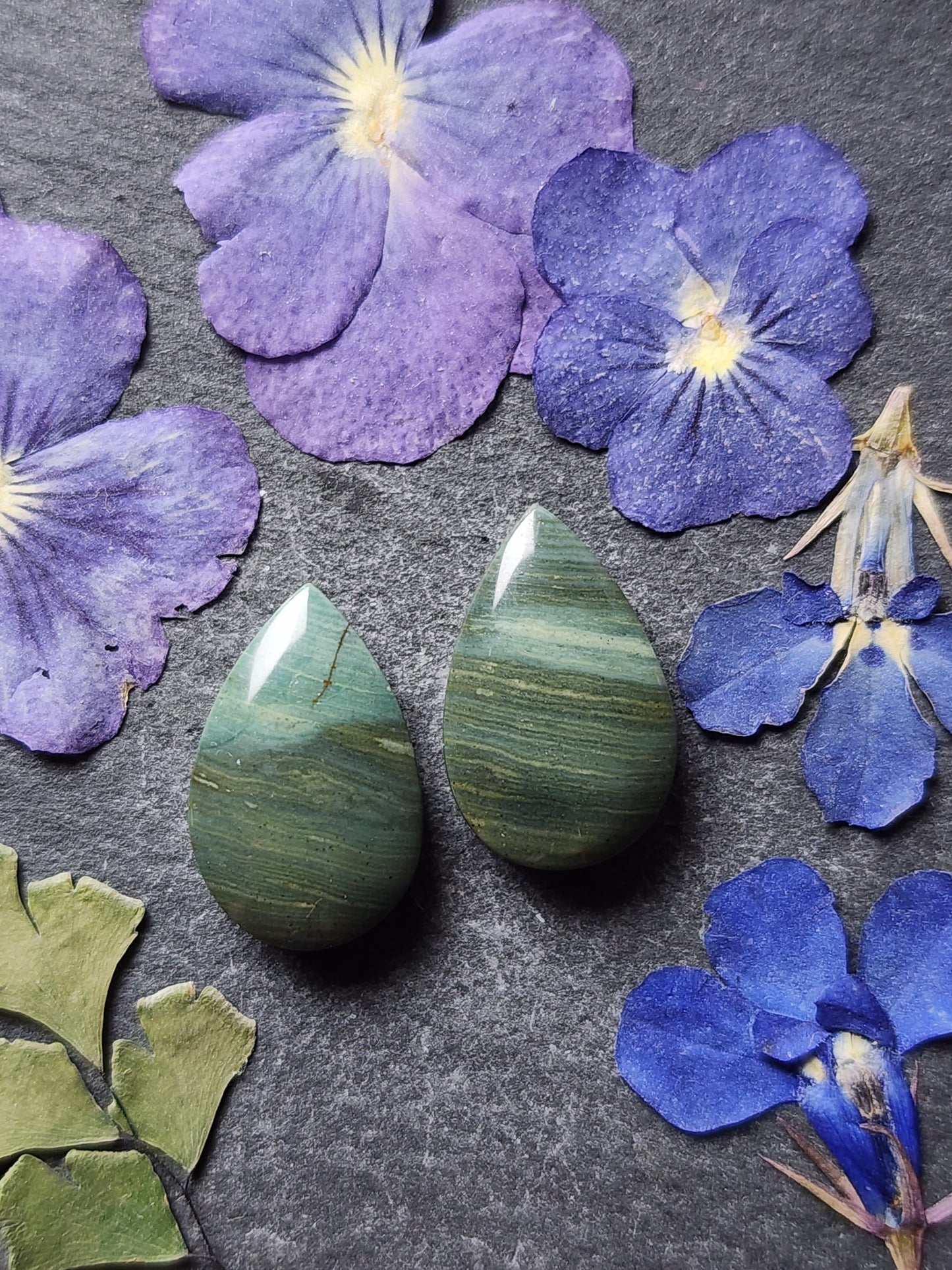 Gary green jasper / Larsonite pair