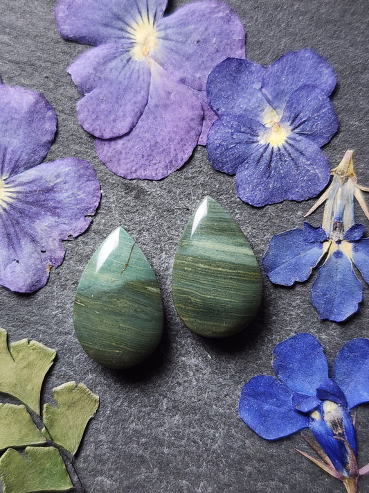 Gary green jasper / Larsonite pair