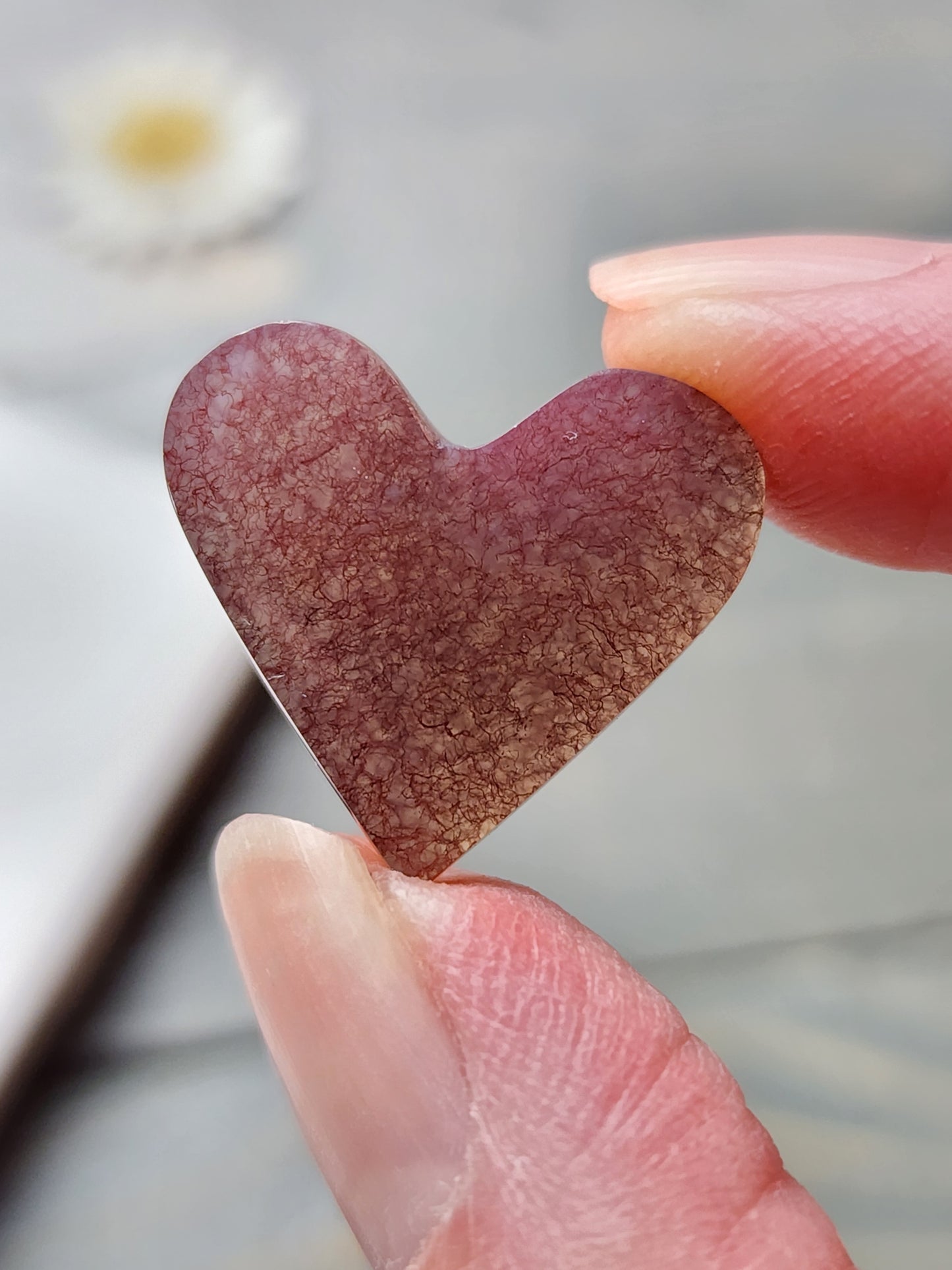 Red moss agate heart