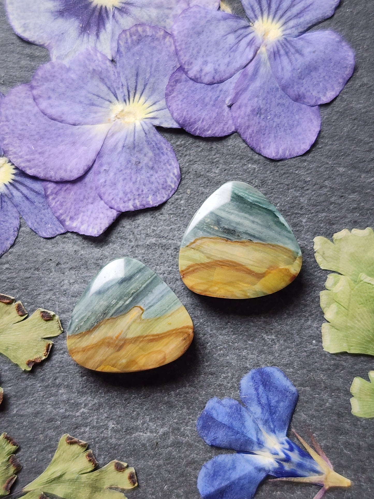 Gary green jasper/ Larsonite pair