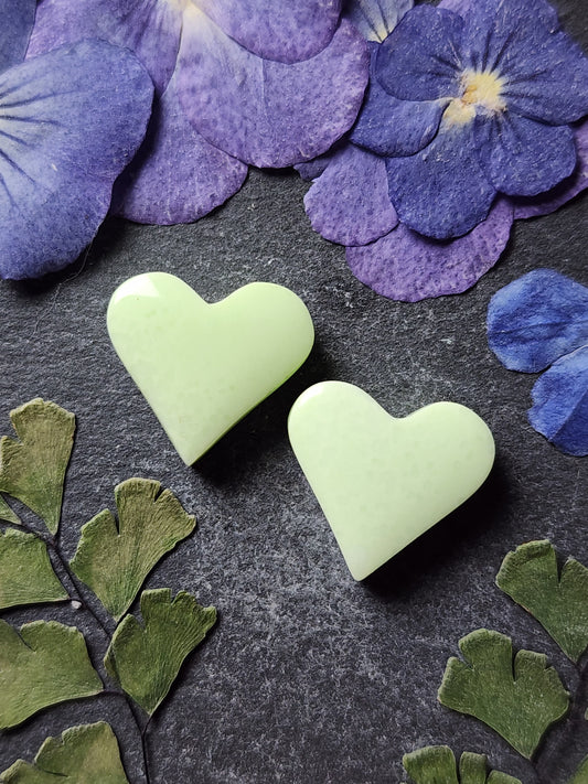 Citron/ Lemon Chrysoprase heart pair