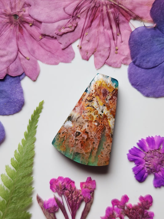 Pink Lady plume agate Doublet