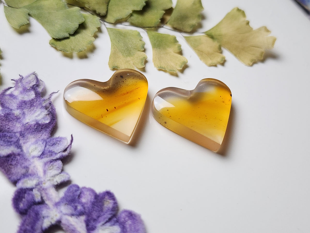 Montana agate heart pair
