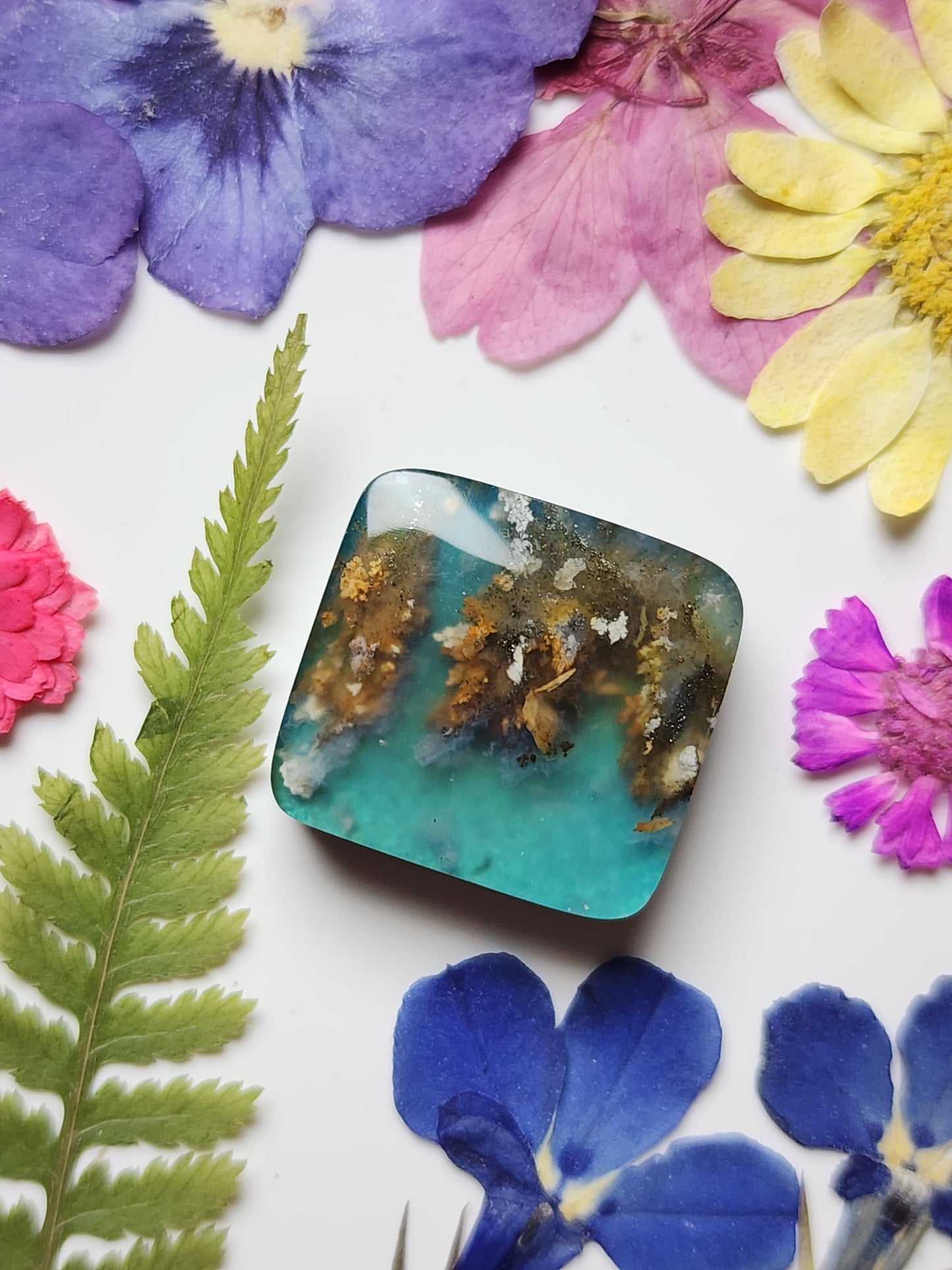 Pink Lady plume agate Doublet