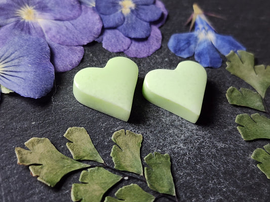 Citron/ Lemon Chrysoprase heart pair