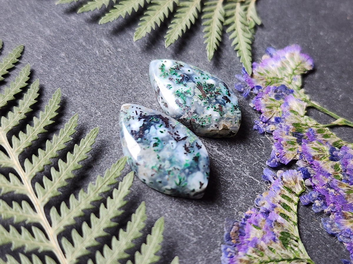 Chrysocolla copper in chalcedony pair