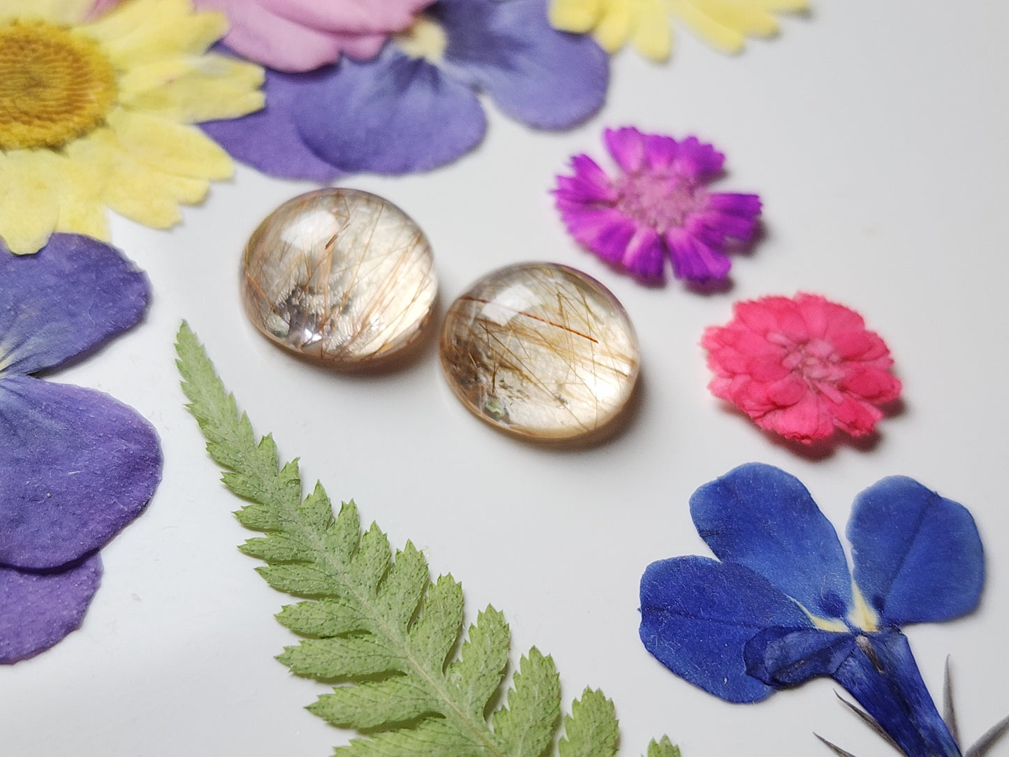Rutilated quartz pair