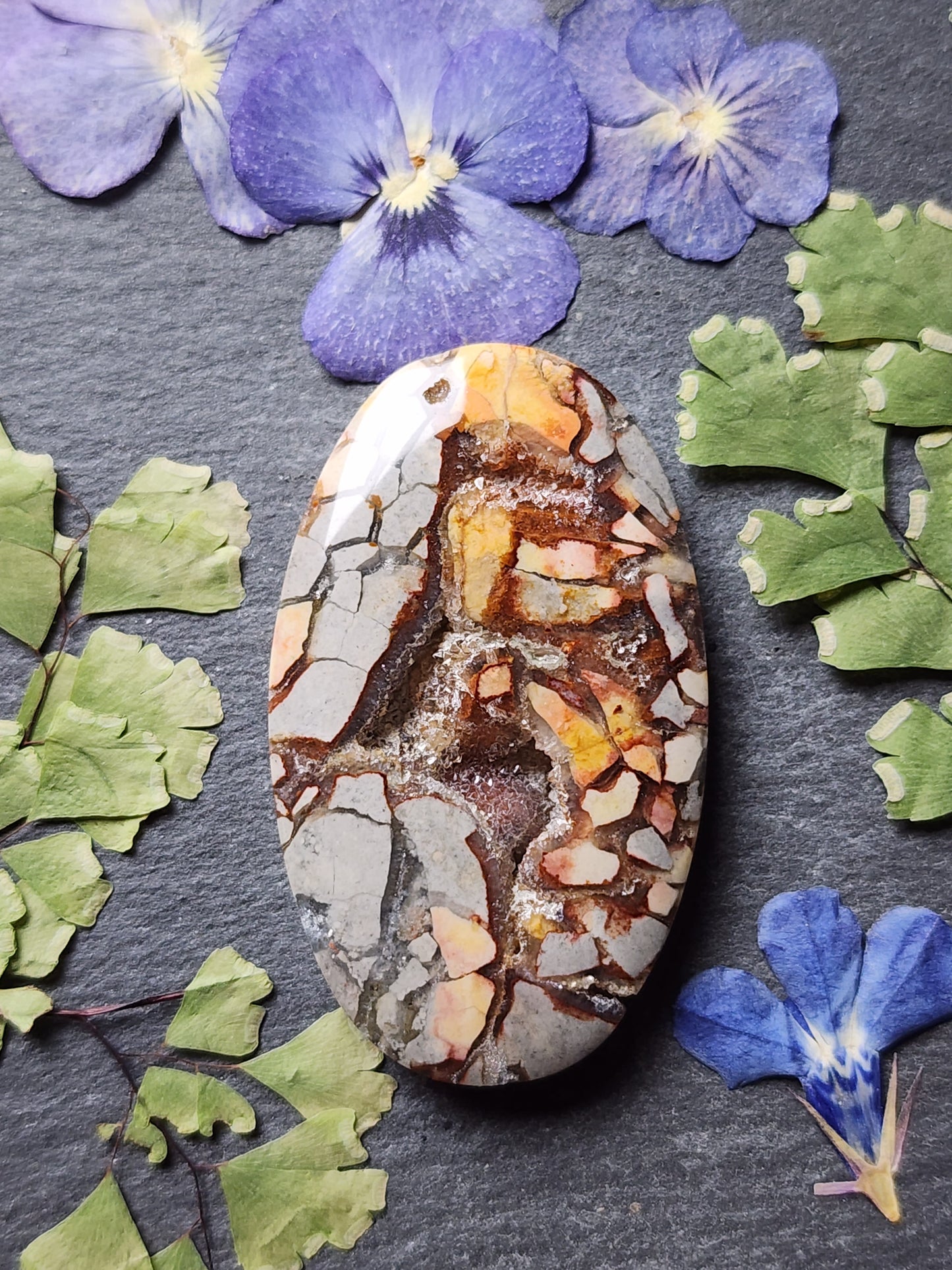 Brecciated Ibis jasper with crystal pocket