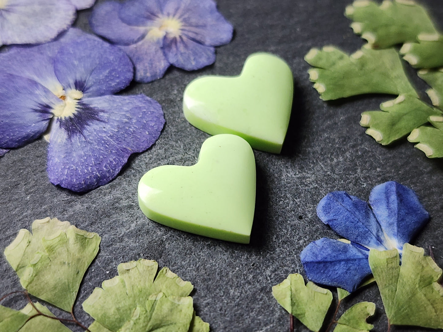 Lemon/ Citron chrysoprase heart pair