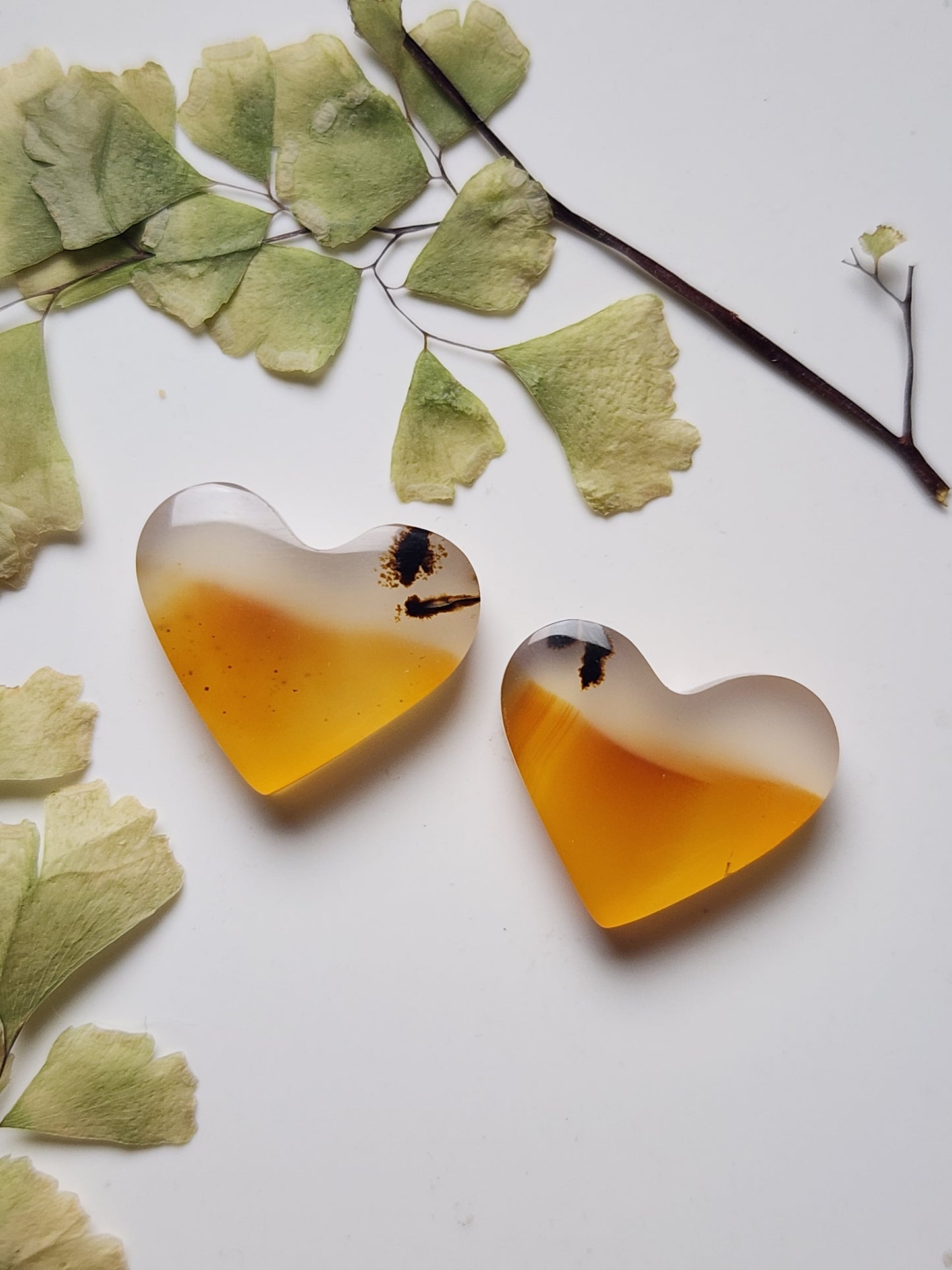 Montana agate heart pair