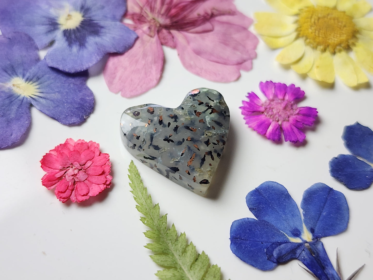 Copper Chrysocolla in quartz heart