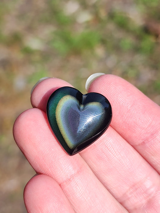 Rainbow Obsidian heart (A3)
