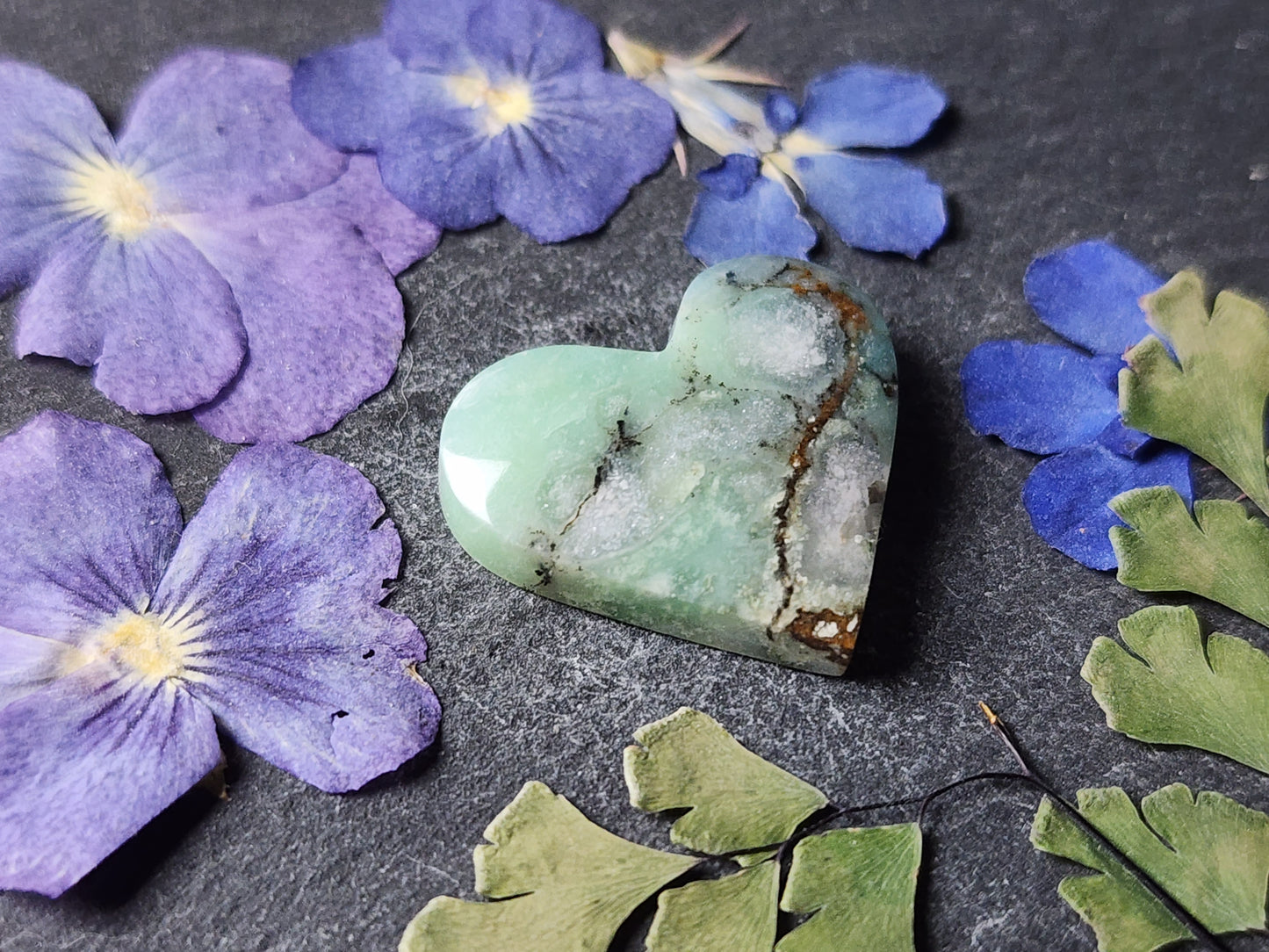 Australian Chrysoprase with dendrite heart